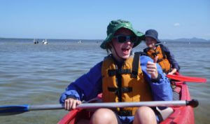 Students kayaking in outdoor education